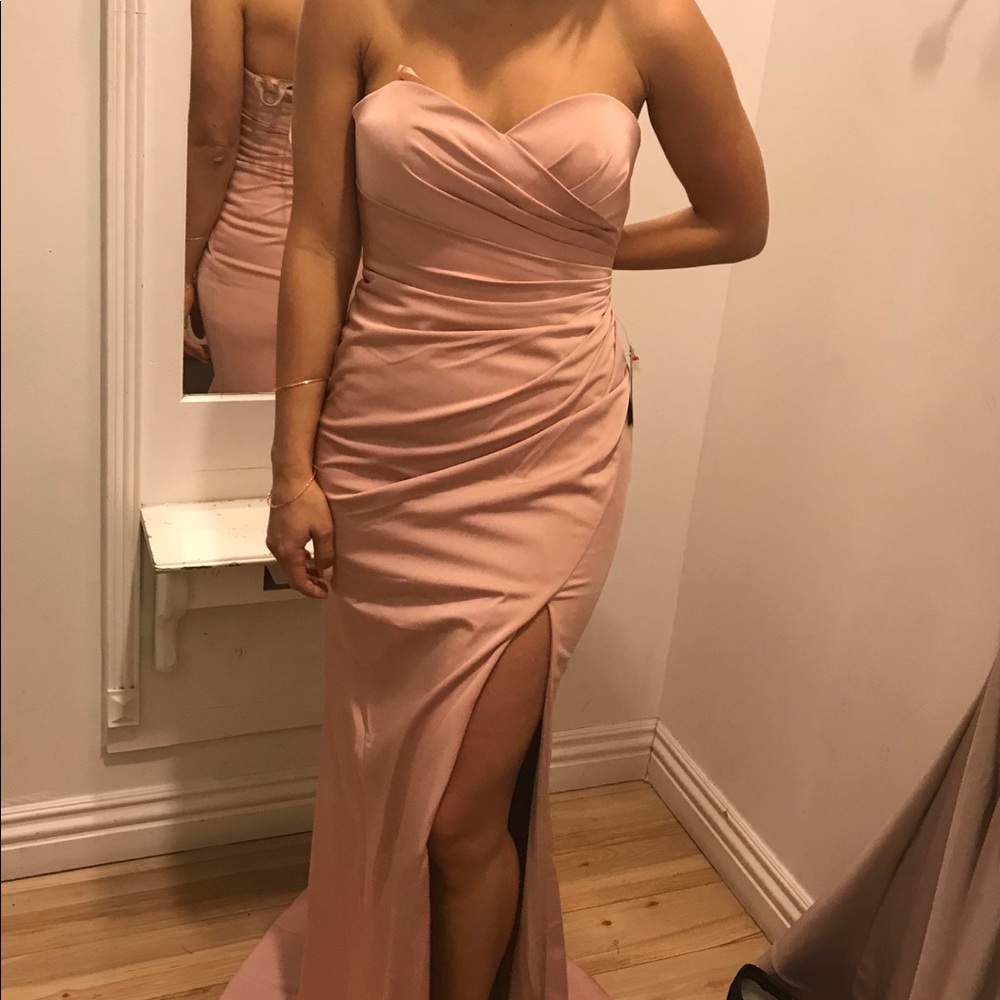 Faviana Satin gown with slit size 4